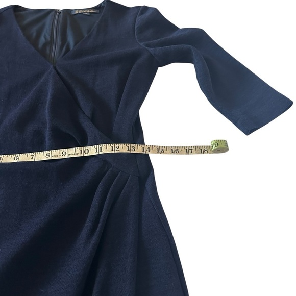 BROOKS BROTHERS STRETCH WOOL WRAP EFFECT NAVY DRESS SIZE 8 - Picture 12 of 14